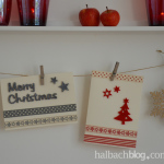 DIY-Idee halbachblog: Weihnachtskarten basteln mit selbstklebenden Filz-Accessoires und Bändern