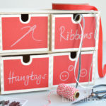 DIY halbachblog: Schubladenbox mit selbstklebendem Tafelstoff in Rot bekleben