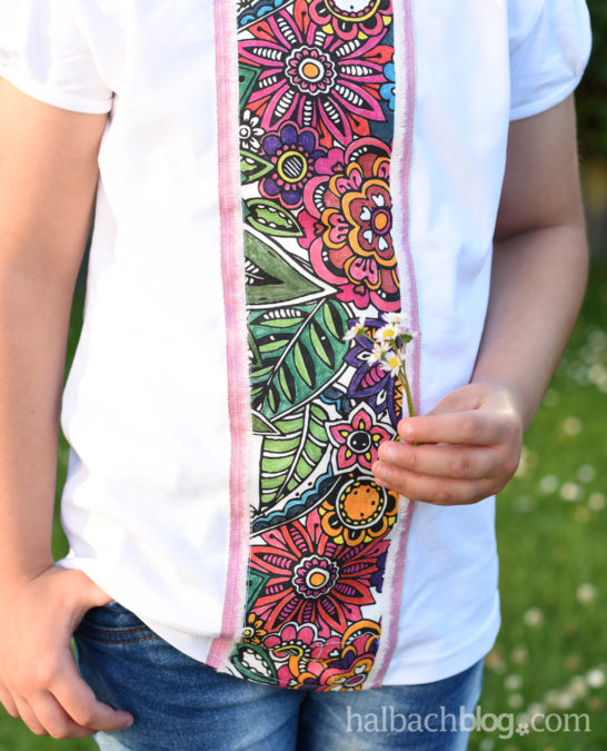 Sommerblumen fürs Shirt mit Ausmalband