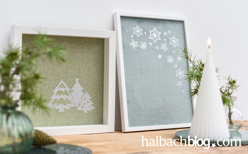 Wie im Winterwald: DIY-Plotter-Stoff-Bilder