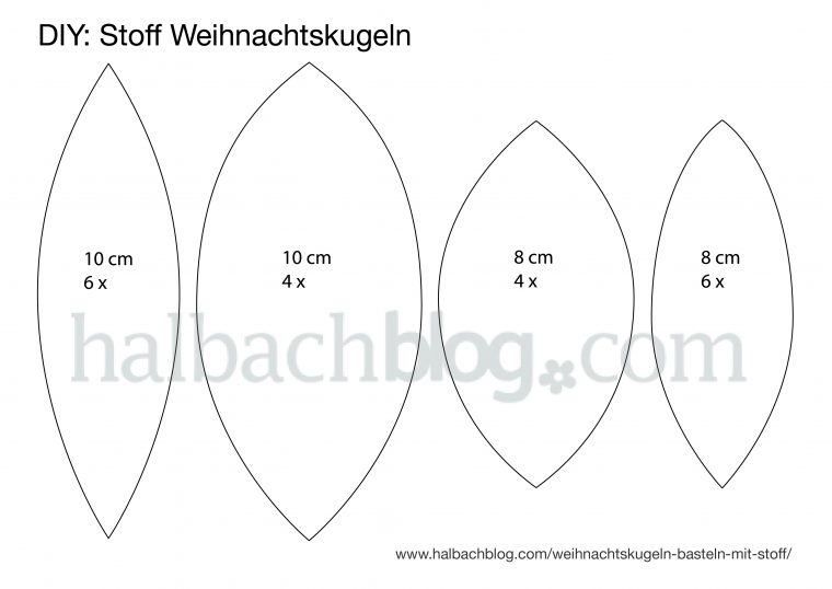 Halbachblog I Vorlage: Ellipsen für Weihnachtskugeln aus Stoff